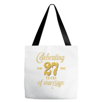 Celebrating 27 Years Of Marriage 27th Wedding Anniversary T Shirt Tote Bags | Artistshot