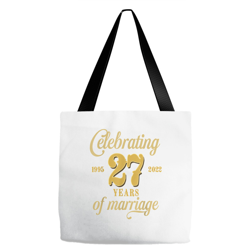 Celebrating 27 Years Of Marriage 27th Wedding Anniversary T Shirt Tote Bags by cm-arts | Artistshot