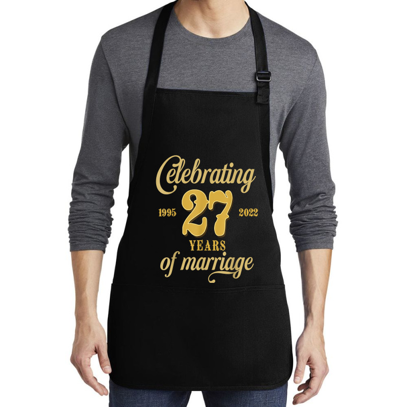 Celebrating 27 Years Of Marriage 27th Wedding Anniversary T Shirt Medium-Length Apron by cm-arts | Artistshot