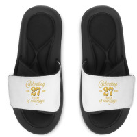 Celebrating 27 Years Of Marriage 27th Wedding Anniversary T Shirt Slide Sandal | Artistshot