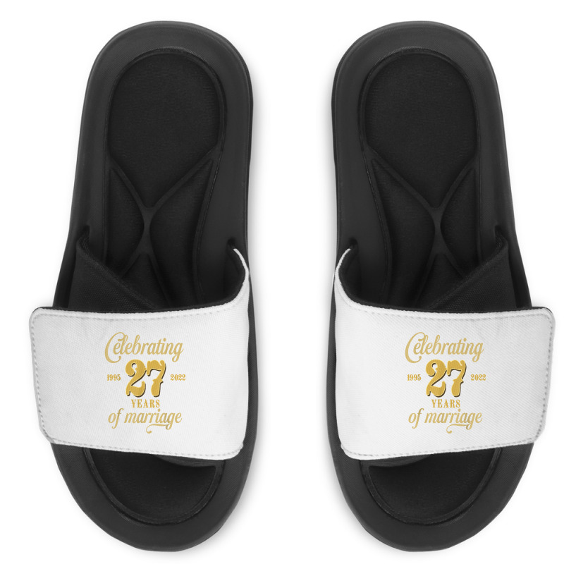 Celebrating 27 Years Of Marriage 27th Wedding Anniversary T Shirt Slide Sandal by cm-arts | Artistshot