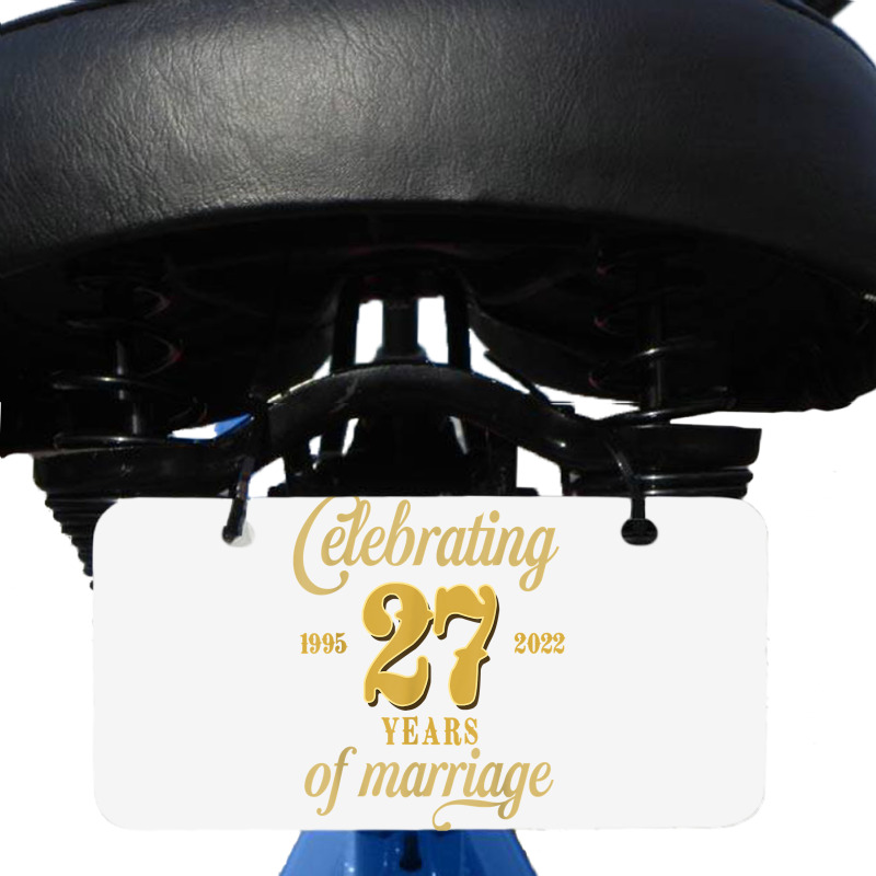 Celebrating 27 Years Of Marriage 27th Wedding Anniversary T Shirt Bicycle License Plate by cm-arts | Artistshot