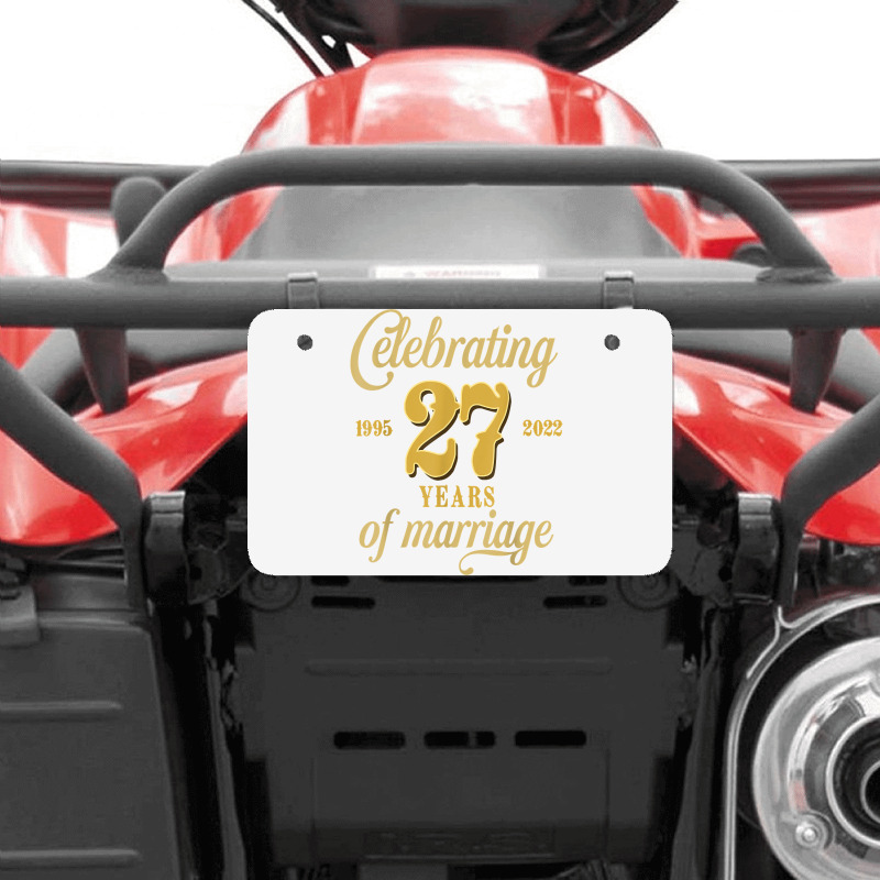 Celebrating 27 Years Of Marriage 27th Wedding Anniversary T Shirt ATV License Plate by cm-arts | Artistshot