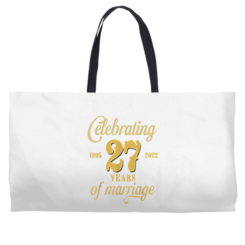 Celebrating 27 Years Of Marriage 27th Wedding Anniversary T Shirt Weekender Totes by cm-arts | Artistshot