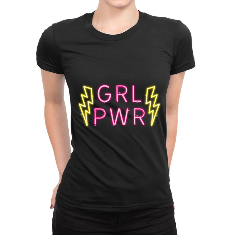 Grl Pwr Girl Power Light Style Design Pullover Hoodie Ladies Fitted T-Shirt by cm-arts | Artistshot