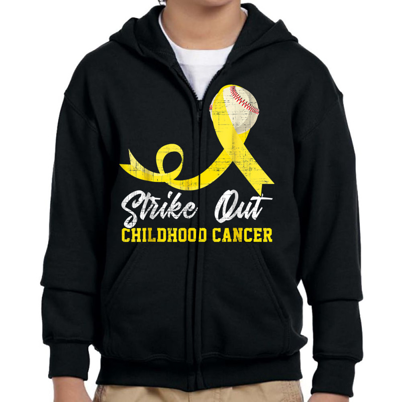 Baseball Strike Out Childhood Cancer Tshirt Gold Ribbon T Shirt Youth Zipper Hoodie by cm-arts | Artistshot