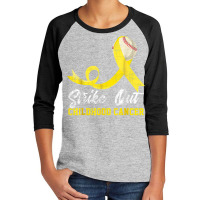 Baseball Strike Out Childhood Cancer Tshirt Gold Ribbon T Shirt Youth 3/4 Sleeve | Artistshot