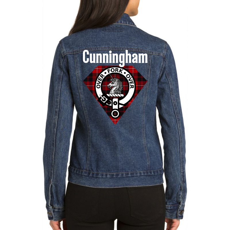 Cunningham Clan Scottish Name Coat Of Arms Tartan Sweatshirt Ladies Denim Jacket by cm-arts | Artistshot