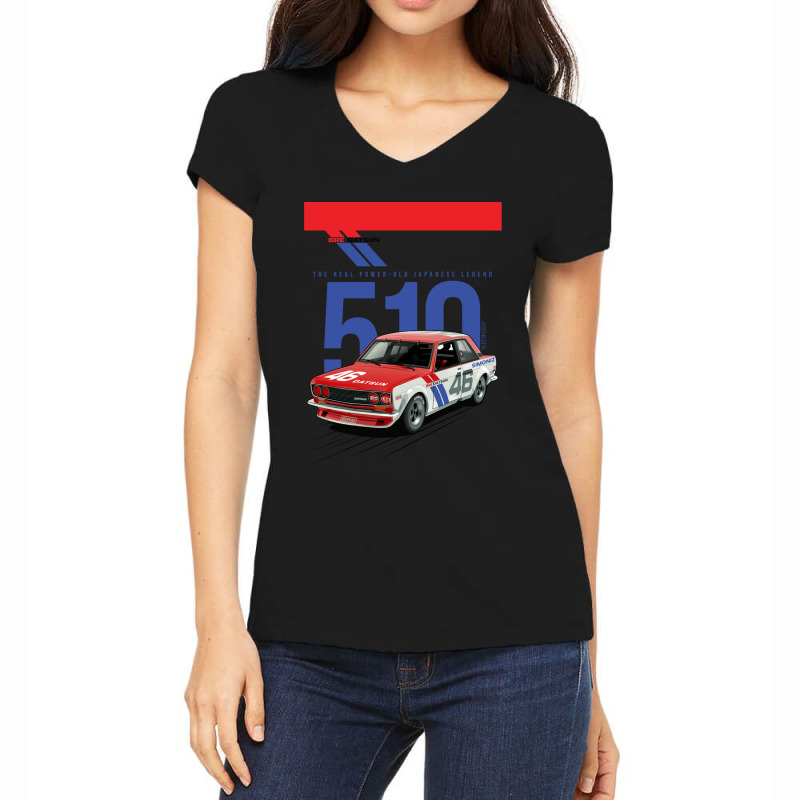 Bre Datsun 510 - Old Japanese Legend Car Women's V-Neck T-Shirt by cm-arts | Artistshot