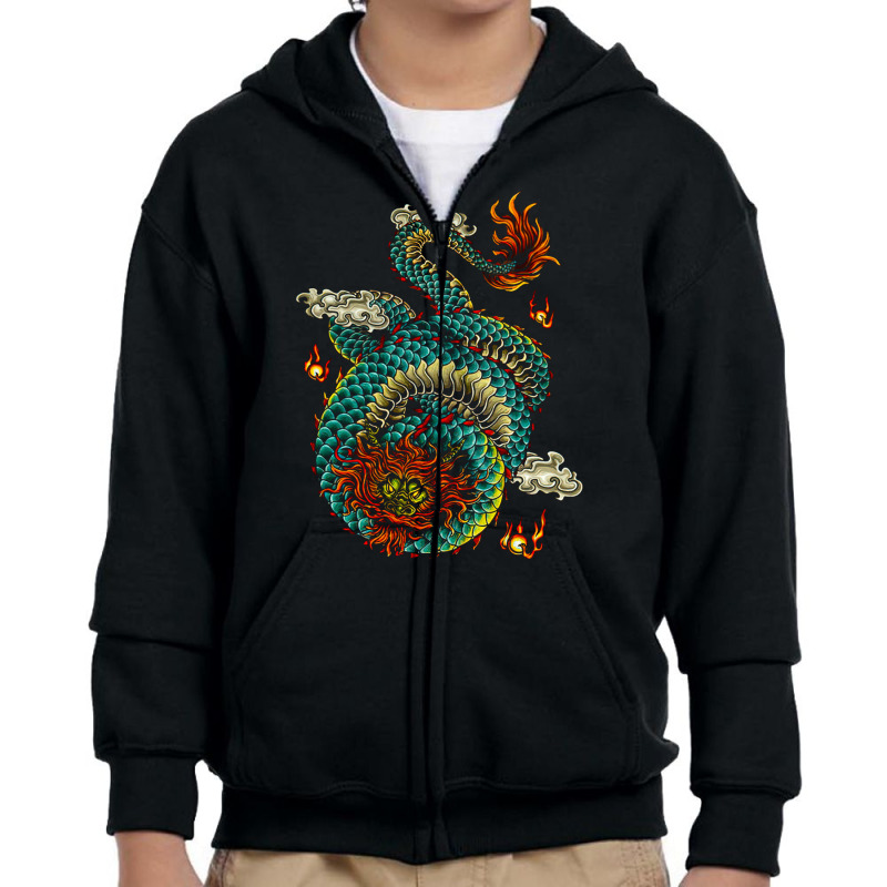 Chinese Dragon, Oriental Vintage, Symbolic, East Asian Culture, Japane Youth Zipper Hoodie | Artistshot