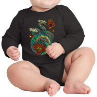 Chinese Dragon, Oriental Vintage, Symbolic, East Asian Culture, Japane Long Sleeve Baby Bodysuit | Artistshot