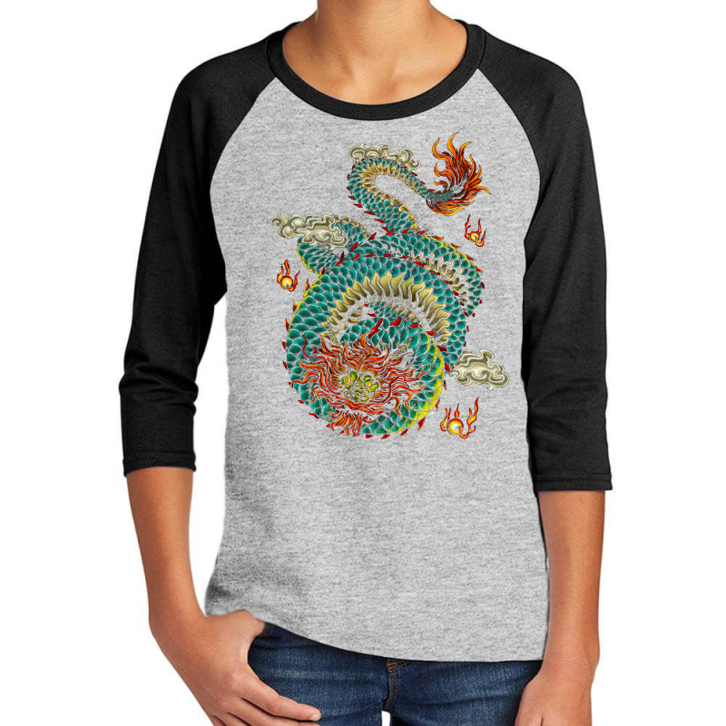 Chinese Dragon, Oriental Vintage, Symbolic, East Asian Culture, Japane Youth 3/4 Sleeve | Artistshot