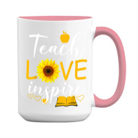 Teacher T  Shirt Teach Love And Inspire Shirt   Teacher Sunflower T  S 15 Oz Coffee Mug | Artistshot