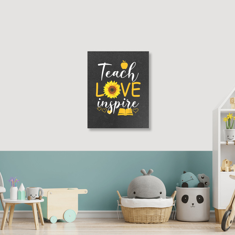 Teacher T  Shirt Teach Love And Inspire Shirt   Teacher Sunflower T  S Portrait Canvas Print | Artistshot