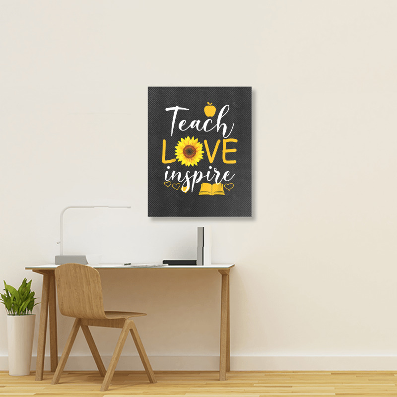 Teacher T  Shirt Teach Love And Inspire Shirt   Teacher Sunflower T  S Portrait Canvas Print | Artistshot