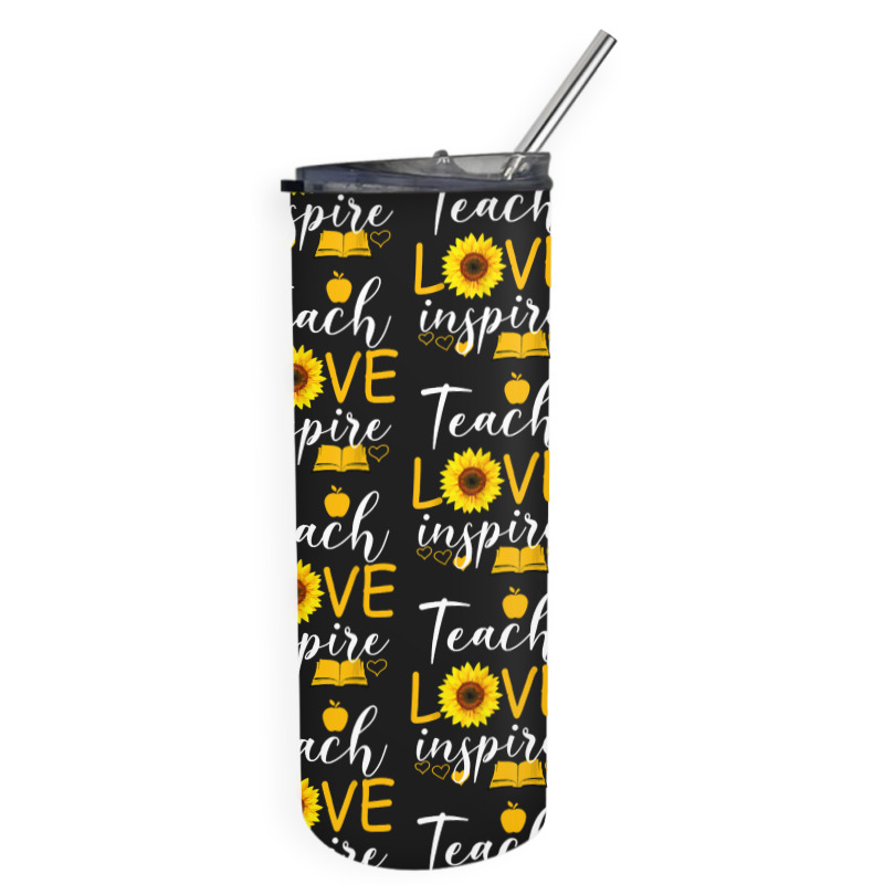 Teacher T  Shirt Teach Love And Inspire Shirt   Teacher Sunflower T  S Skinny Tumbler | Artistshot