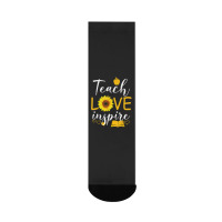 Teacher T  Shirt Teach Love And Inspire Shirt   Teacher Sunflower T  S Crew Socks | Artistshot