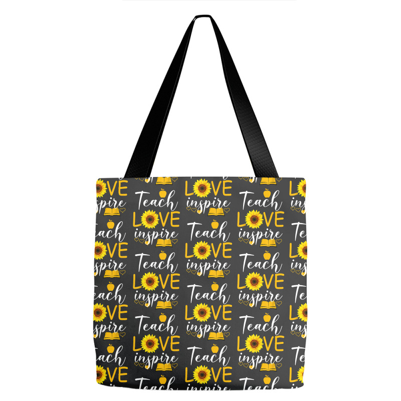 Teacher T  Shirt Teach Love And Inspire Shirt   Teacher Sunflower T  S Tote Bags | Artistshot