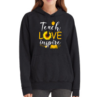 Teacher T  Shirt Teach Love And Inspire Shirt   Teacher Sunflower T  S Vintage Hoodie | Artistshot