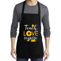 Teacher T  Shirt Teach Love And Inspire Shirt   Teacher Sunflower T  S Medium-length Apron | Artistshot