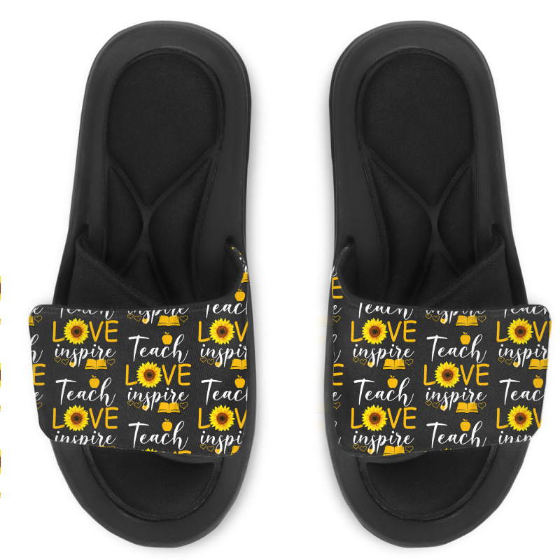 Teacher T  Shirt Teach Love And Inspire Shirt   Teacher Sunflower T  S Slide Sandal | Artistshot