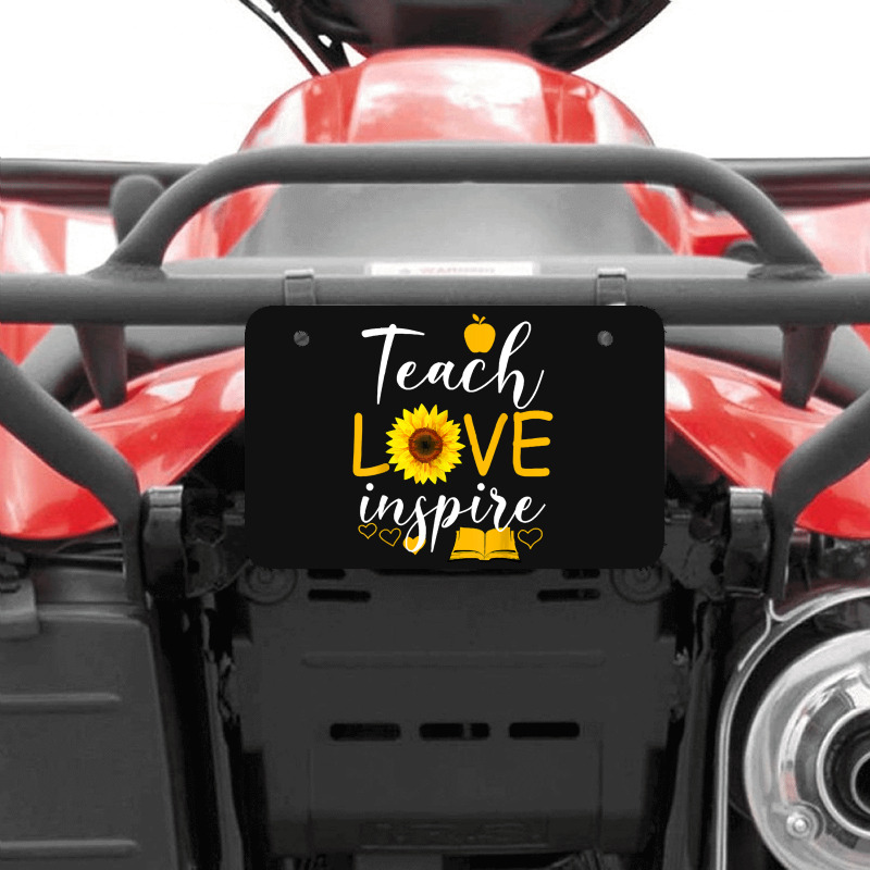 Teacher T  Shirt Teach Love And Inspire Shirt   Teacher Sunflower T  S Atv License Plate | Artistshot