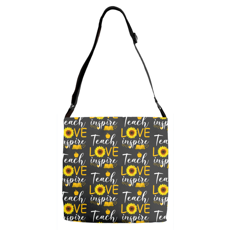 Teacher T  Shirt Teach Love And Inspire Shirt   Teacher Sunflower T  S Adjustable Strap Totes | Artistshot