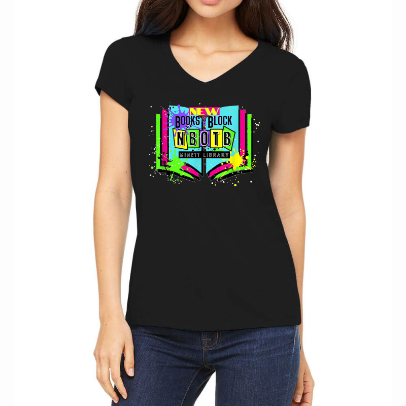 Minett Library Books Block T Shirt Women's V-Neck T-Shirt by AndreaRomero | Artistshot