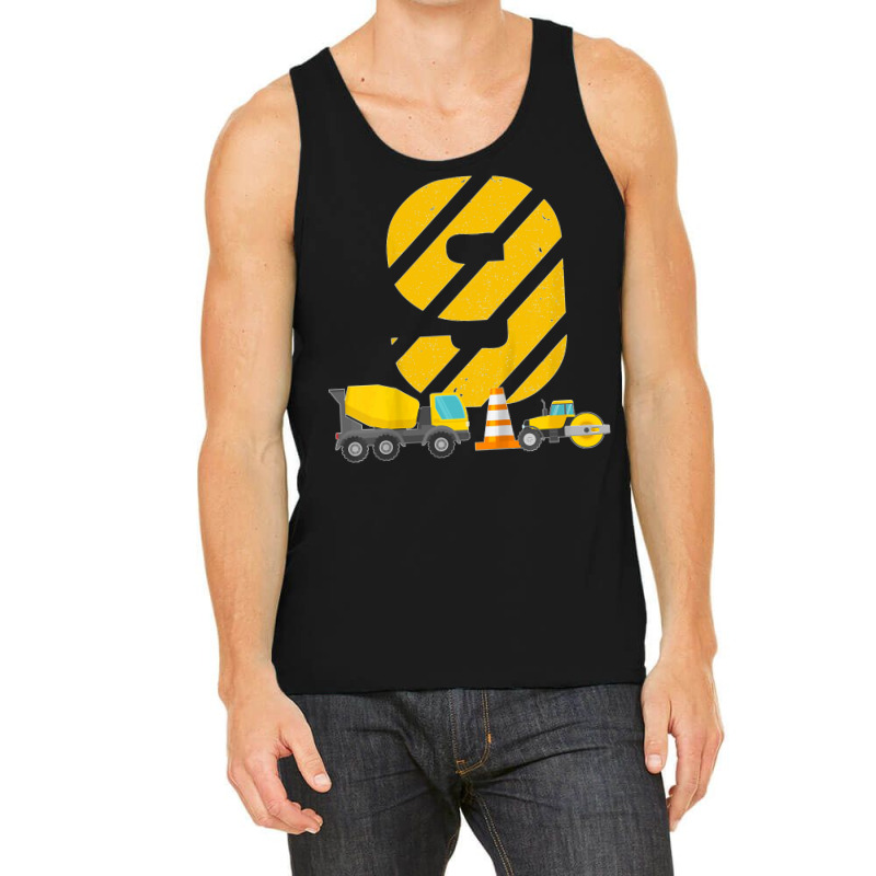 Kids 9th Birthday Boy Construction Worker Construction Site T Shirt Tank Top by JillMarie | Artistshot