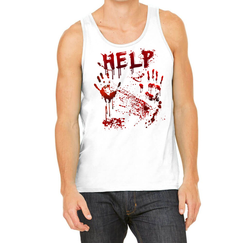 Funny Help Bloody Handprint Halloween Costume Matching Mens Tank Top | Artistshot