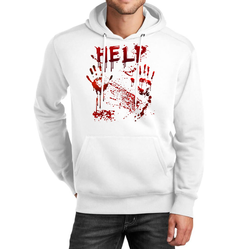 Funny Help Bloody Handprint Halloween Costume Matching Mens Unisex Hoodie | Artistshot