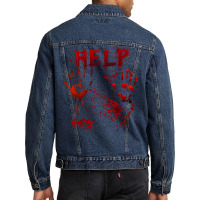 Funny Help Bloody Handprint Halloween Costume Matching Mens Men Denim Jacket | Artistshot