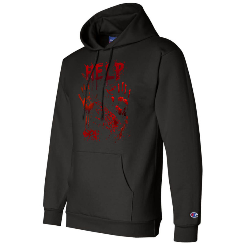 Funny Help Bloody Handprint Halloween Costume Matching Mens Champion Hoodie | Artistshot