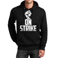 On Strike Solidarity Fist   Protest Union Worker Distressed T Shirt Unisex Hoodie | Artistshot