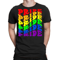 Gay Pride   Wavy Text Lgbt Flag Colosr T-shirt | Artistshot