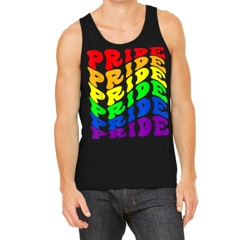 Gay Pride   Wavy Text Lgbt Flag Colosr Tank Top | Artistshot