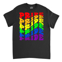 Gay Pride   Wavy Text Lgbt Flag Colosr Classic T-shirt | Artistshot