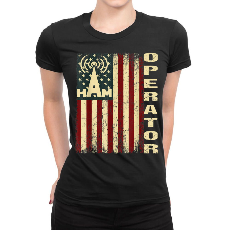 Patriotic Usa Flag Ham Radio Amateur Radio Operator T Shirt Ladies Fitted T-Shirt by cm-arts | Artistshot