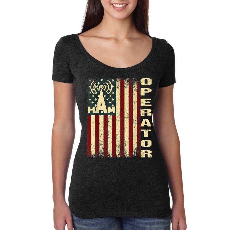 Patriotic Usa Flag Ham Radio Amateur Radio Operator T Shirt Women's Triblend Scoop T-shirt by cm-arts | Artistshot