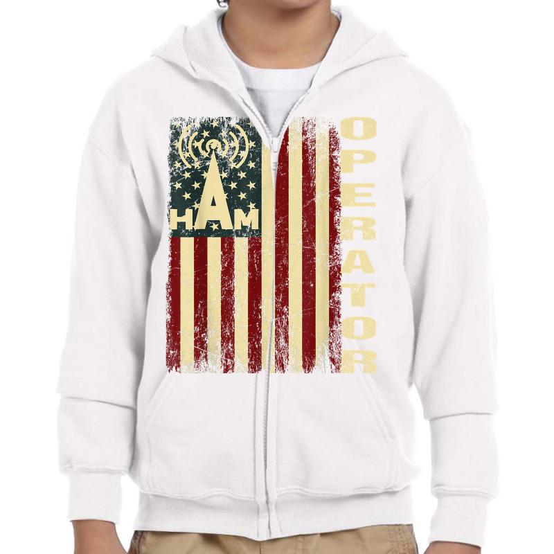 Patriotic Usa Flag Ham Radio Amateur Radio Operator T Shirt Youth Zipper Hoodie by cm-arts | Artistshot