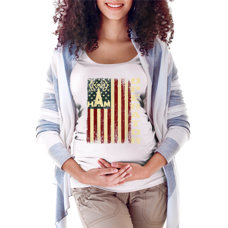 Patriotic Usa Flag Ham Radio Amateur Radio Operator T Shirt Maternity Scoop Neck T-shirt by cm-arts | Artistshot