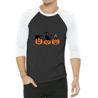 Hello Pumpkin Cats Pumpkin Carved Jack O Lantern Cat 3/4 Sleeve Shirt | Artistshot