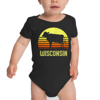 Wisconsin Dairy Cow Retro Farming Sunset Vintage Farmer Gift Sweatshir Baby Bodysuit | Artistshot