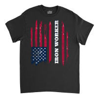 Distressed American Flag   Iron Worker Long Sleeve Tee Classic T-shirt | Artistshot