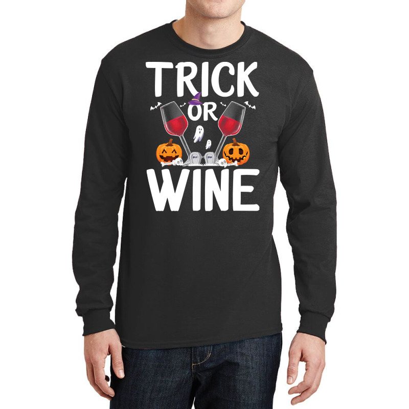 Trick Or Wine Ghost Halloween T  Shirt Trick Or Wine Ghost T Shirt Fun Long Sleeve Shirts | Artistshot