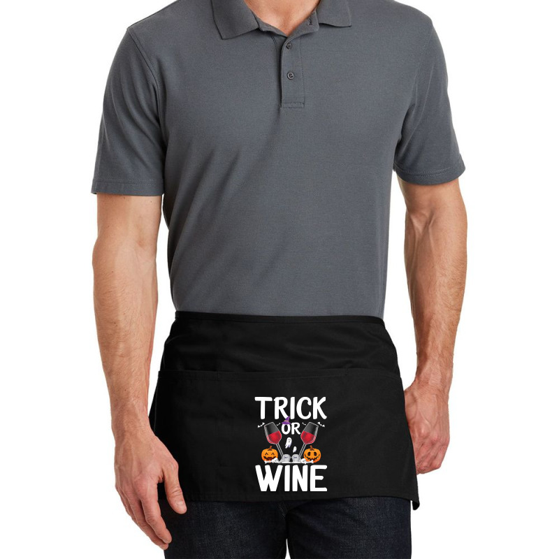 Trick Or Wine Ghost Halloween T  Shirt Trick Or Wine Ghost T Shirt Fun Waist Apron | Artistshot