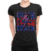 Cheer Coach Lightning Bolt Cheer Leopard Blue Red Ladies Fitted T-shirt | Artistshot