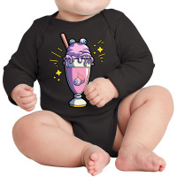 Newest Goth Retro Rock Pos T  Shirt Milkshake And Monster Eyes Pastel Long Sleeve Baby Bodysuit | Artistshot