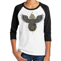 Raven   Celtic Lucky Charm Viking Compass Vegvisir Vegvísir Pullover Youth 3/4 Sleeve | Artistshot