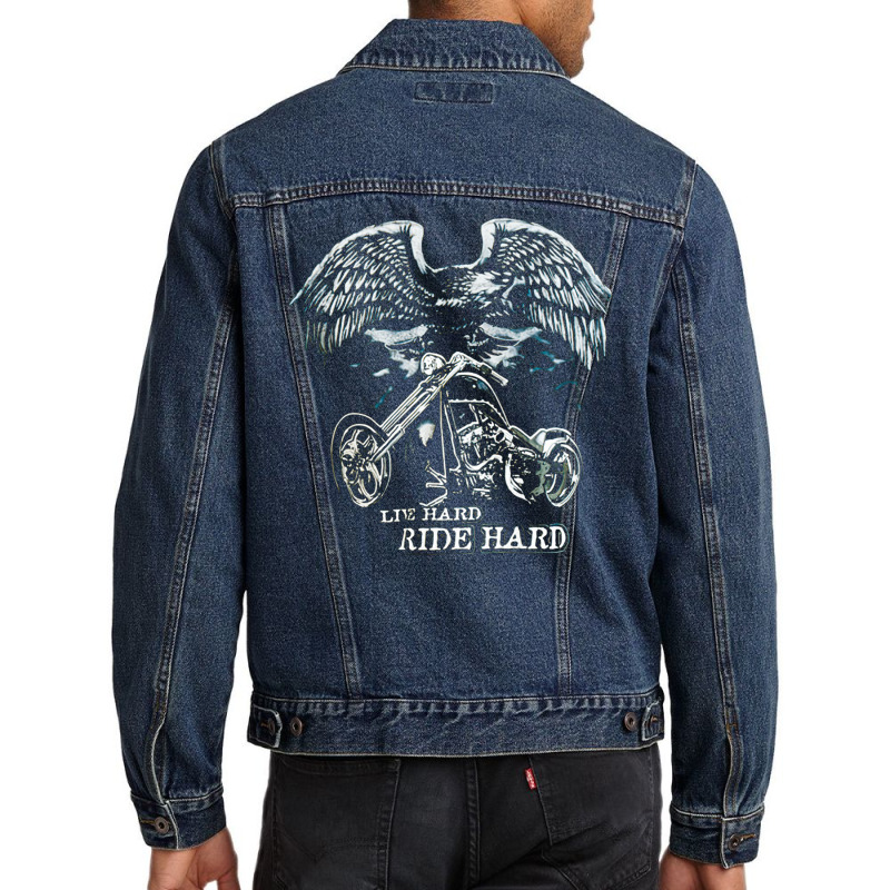 Motorcycle Heavy, Boyfriend, Rock, And Roll, Motorcycle Cool, Live Har Men Denim Jacket | Artistshot